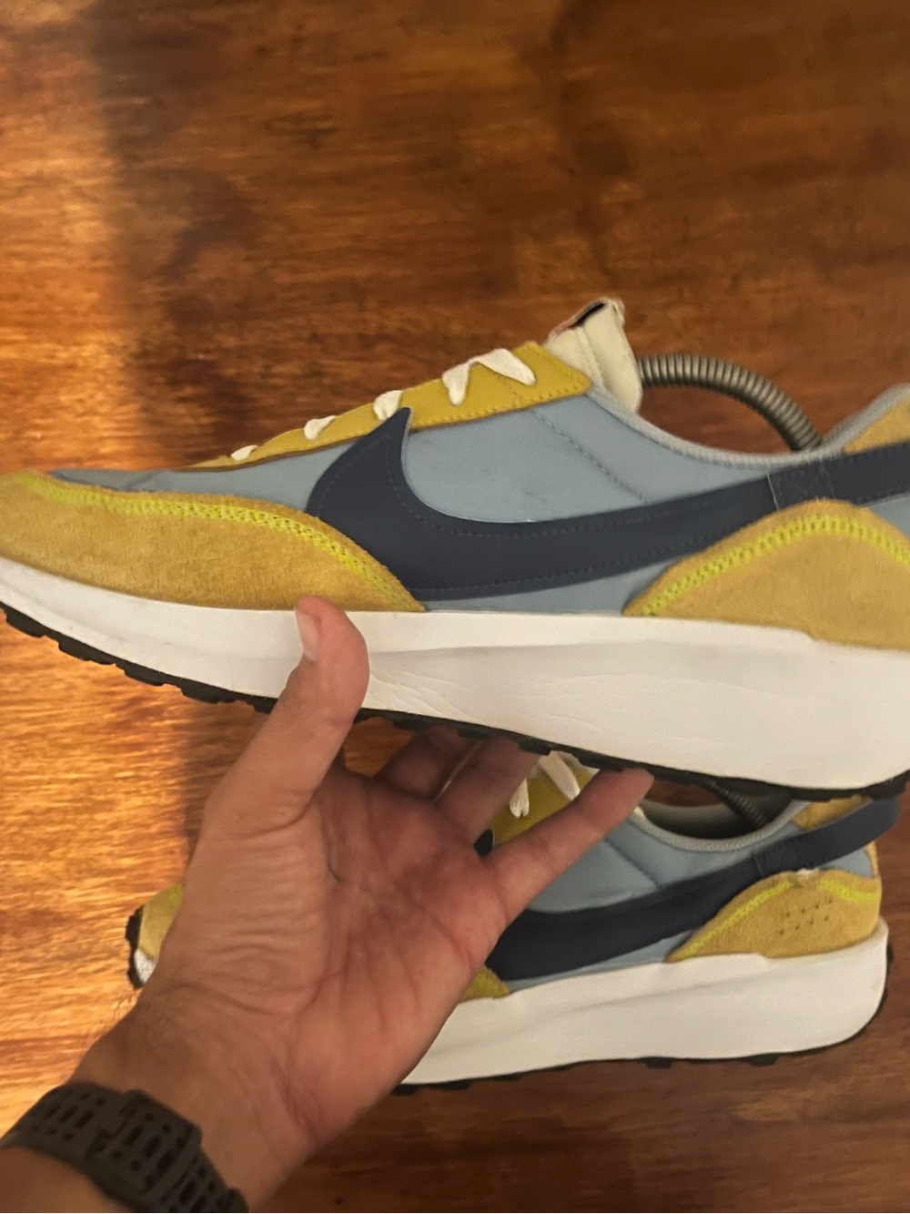 Nike Waffle Debut sneakers blue and yellow colorway with suede finish Size 11.5